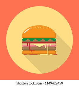 Illustration of icon of hamburger fast food with colorful background