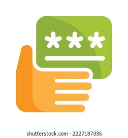 Illustration icon of hand reaching for password, getting password.