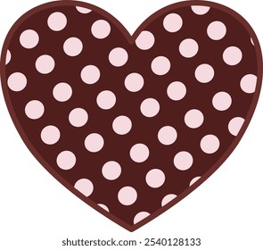 illustration icon heart love with dotted on it brown color