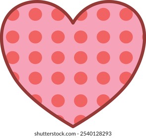 illustration icon heart love with dotted on it pink color