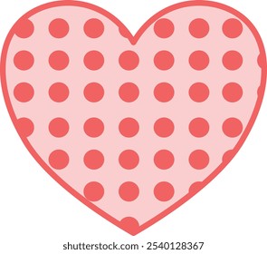 illustration icon heart love with dotted on it cream color