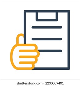 Illustration icon for holding clipboard, offering information, giving task.