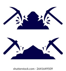 illustration icon of a human holding a hammer to break rocks from mining minerals