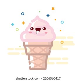 Illustration and icon of Ice cream cone in mbe style.