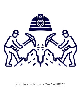 illustration icon image of mining vehicles and miners