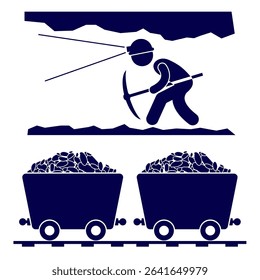 illustration icon image of mining vehicles and miners