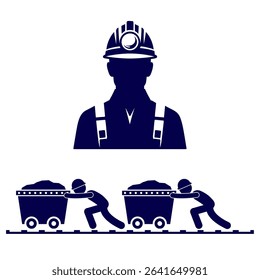 illustration icon image of mining vehicles and miners