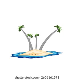 illustration of an icon of an island with coconut trees without background
