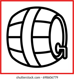 illustration icon for keg beer, in flat line / outline stroke icon style.