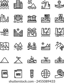 Illustration Icon of Land in Line Style