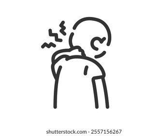 Illustration of an icon (line drawing) of a man who hurt his neck.