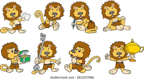illustration icon lions vector set