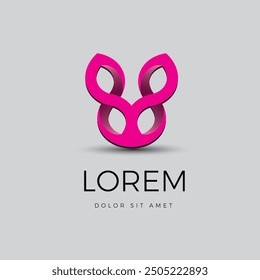 Illustration, icon, logo or vector of an iconic pink geometric object