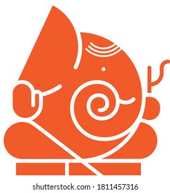 Illustration Icon Of Lord Ganesha In Profile View 