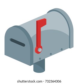 Illustration icon of mailbox in closed condition and flag up