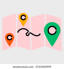 Ilustración de una ubicación de mapa de iconos