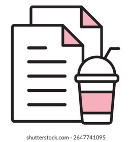 Ícone de Ilustração Material : Beber Arquivo de Documento