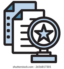 Icono de Ilustración Material: Medalla Documento Archivo
