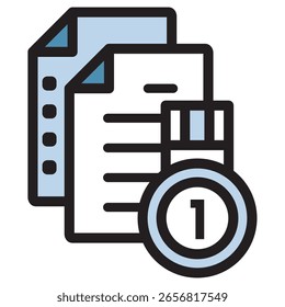 Icono de Ilustración Material: Medalla Documento Archivo
