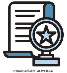Icono de Ilustración Material: Medalla Documento Archivo