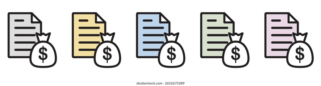 Icono de ilustración Material: Archivo de documento de dinero