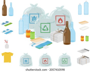 illustration and icon materials of sorted garbage 