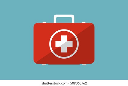 Illustration icon of medicine chest. Flat modern design with shadow