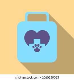 Illustration icon of medicine chest with long shadow in flat style - vector