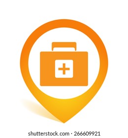Illustration icon of medicine chest with long shadow in flat style - vector