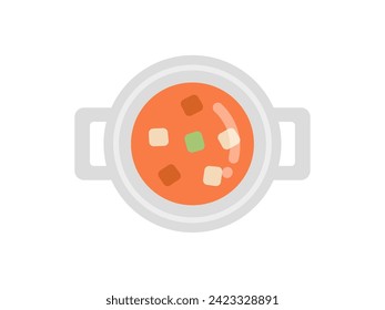 Illustration of an icon of minestrone soup in a cup.