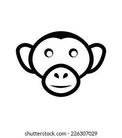 Illustration icon monkey head, isolated on white background - vector
