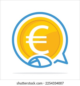 Illustration icon on the concept of online media supporting financial business services in euro currency.