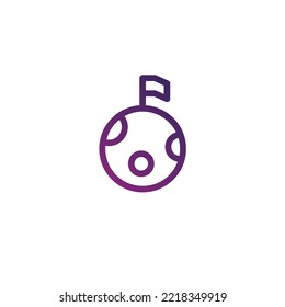 ilustración o contorno de icono en forma de luna atascada con una bandera