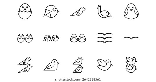 illustration icon pack bird line