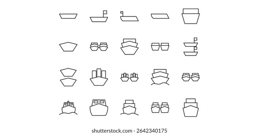 illustration icon pack boat line