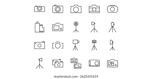 ícone de ilustração empacotar linha da câmera