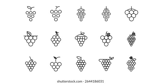 Ilustración Icono Pack Línea de fruta de uva