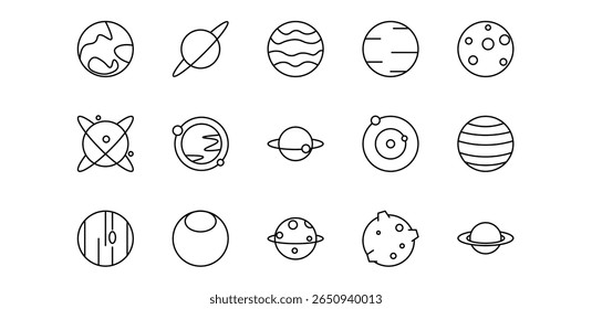 illustration icon pack planet line