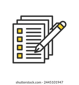 Illustration icon of pen and documents.