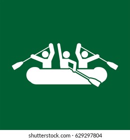Illustration and icon of people practicing rafting sport