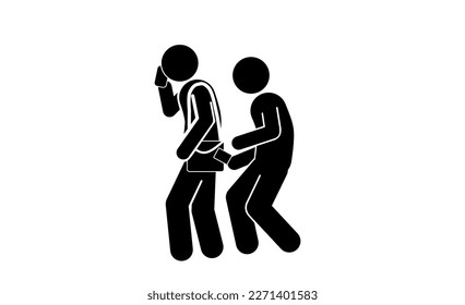 illustration of icon people stealing, robbing, pickpocketing