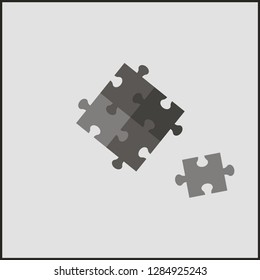 
Illustration icon puzzles black and white on a gray background abstraction print detail vector