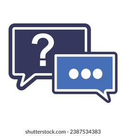 Illustration einer Icon-Frage und von Antworten