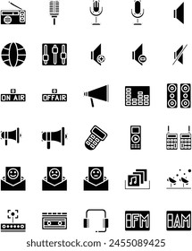 Ilustración Icono de la radio en estilo sólido