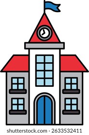 illustration icon of a school building