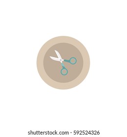 Illustration icon scissors in circle on flat design