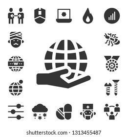 illustration icon set. 17 filled illustration icons.  Simple modern icons about  - Friendship, Man, Internet, Worldwide, Earth globe, Ant, Medal, Screw, Control, Mouse, Snow, Laptop