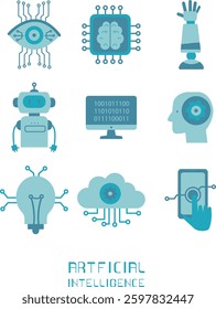 Illustration icon set of artificial intelligence.