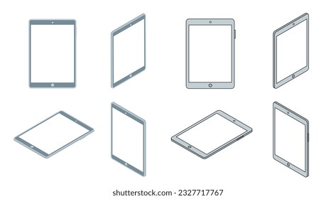 Illustration icon set of laptop computer drawn by isometric drawing method