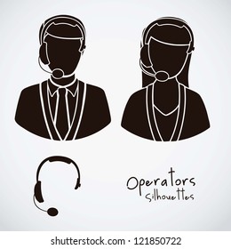 Illustration icon set of operators and e-commerce, vector illustration